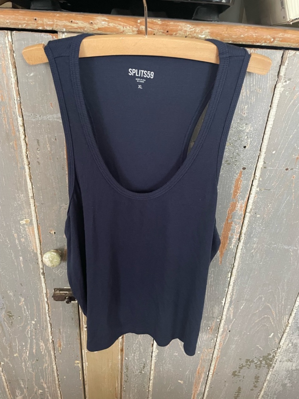 Splits59 Navy Ribbed Scoop Neck Tank